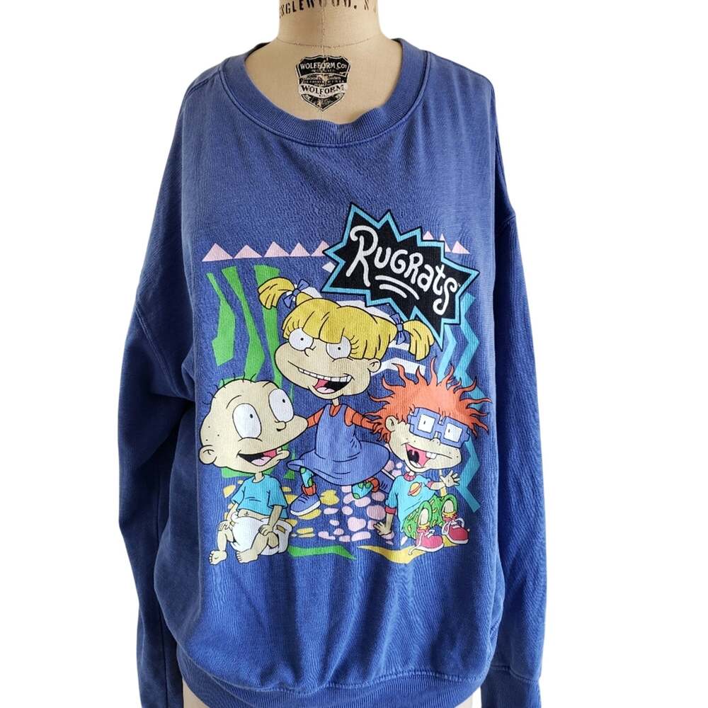 Vintage Nickelodeon Rugrats Crewneck Sweatshirt Blue Tommy Chuckie Angelica X